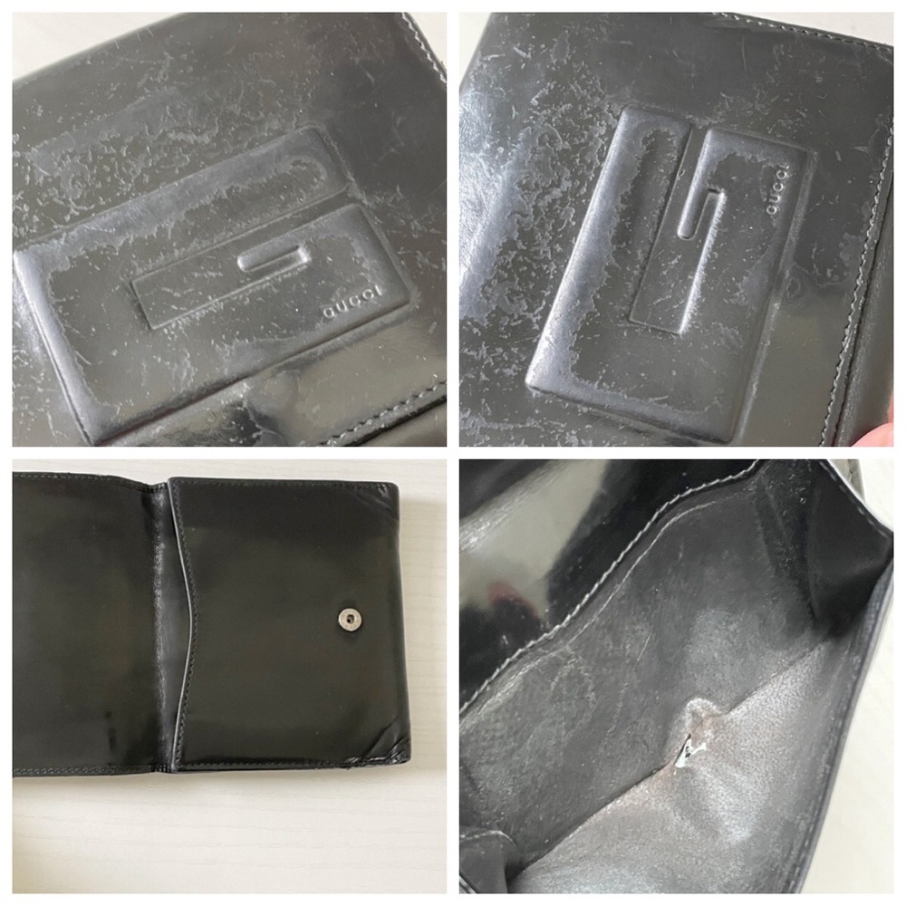 Gucci black distressed leather G logo Tom Ford era compact wallet - Picture 2 of 10
